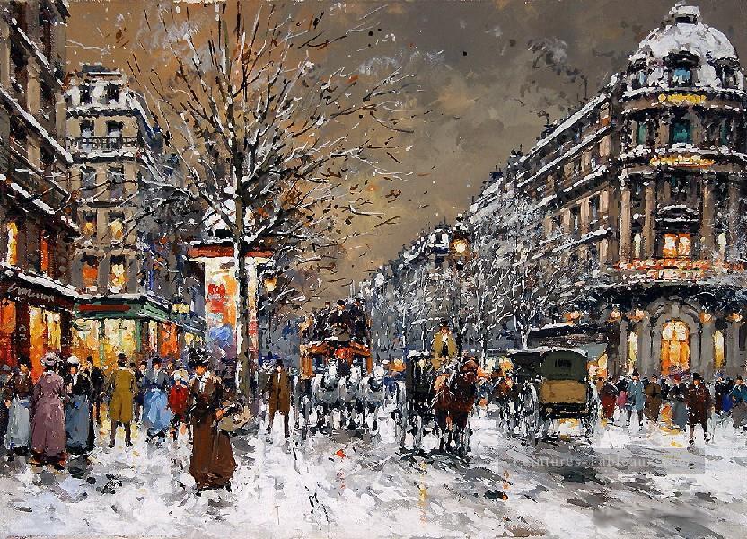 yxj051fD impressionnisme scène de rue Paris Peintures à l'huile